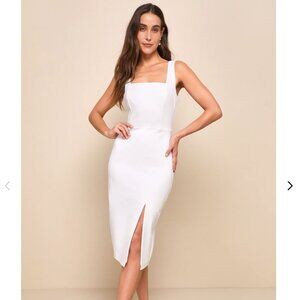 Lulu's | Baby, You're The One White Sleeveless Bodycon Midi Dress - M